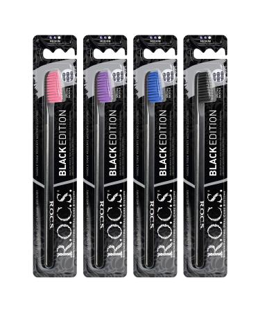 ROCS Adult Toothbrushes Medium Black Edition (color cannot be selected) - Buy Online on GoSupps.com