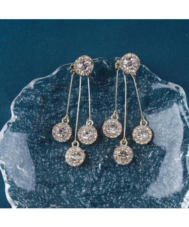 Vintage Crystal Chandelier Drop Earrings | Rhinestone Ball Dangle & Gold Stud Earrings for Women | Sparkling Bridal Jewelry - Buy Online on GoSupps.com