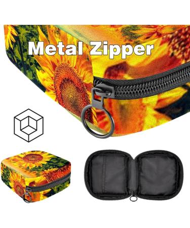 Field of Sunflowers Sunset Menstrual Cup Pocket with Zipper - Storage Solution for Teens & Women - Buy Online on GoSupps.com