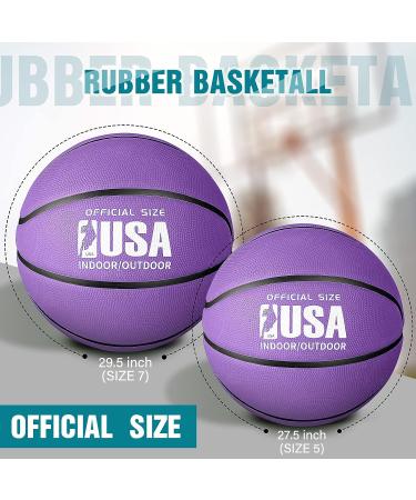 Libima Official Size 5 Rubber Basketball Set - Purple/Green/Red - Indoor/Outdoor Game Practice Training Ball for Kids, Youth, Men, Women - Includes Pump - 27.5 - Buy Online on GoSupps.com