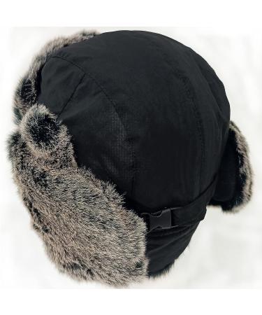 HEYANN Winter Trapper Hat - Faux Fur Ski Hat with Ear Flaps for Men Women - Waterproof Black Russian Ushanka Eskimo - X-Large - Buy Online on GoSupps.com