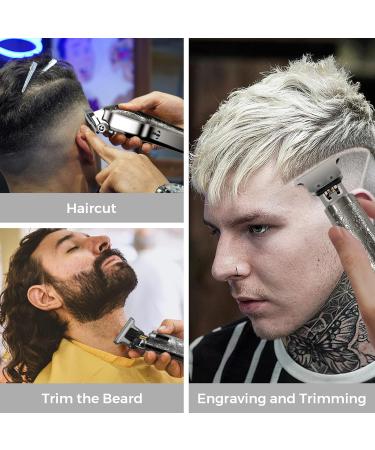 Hair Clippers 2 Set Cosicosy Electric Hair Trimmer Grooming Kit for Men Professional Cordless Hair Cutting Beard Trimmer Rechargeable with LCD Display Hair Shaver for Men Kids Barbers Silver - Buy Online on GoSupps.com