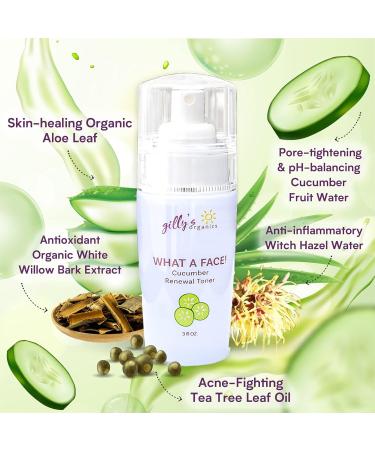 Gilly's Organics Cucumber & Witch Hazel Toner - Acne Pore Minimizer Spray with Aloe & Tea Tree | Made in USA - Buy Online on GoSupps.com
