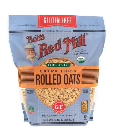 Bob's Red Mill Gluten Free Organic Thick Rolled Oats 32oz (Pack of 4) - Resealable Whole Grain Oats - Buy Online on GoSupps.com