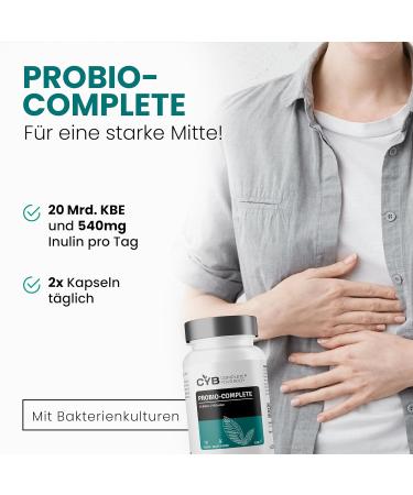 Cyb | Probio Complete Cultures Complex - 20 Billion KBE Lactobacilli & Bifidobacteria - Inulin - 180 Vegan Capsules - Health Supplement - 3-Month Supply - Buy Online on GoSupps.com