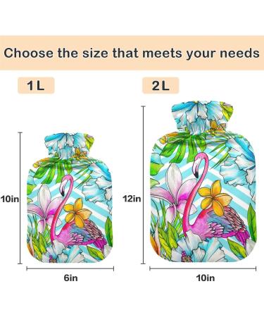 Naanle 2L Hot Water Bottle with Hawaii Flamingo Cover - Pain Relief for Back Hands & Feet | Heat & Cold Therapy - Buy Online on GoSupps.com