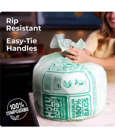 Holy Scrap! 13 Gallon Compostable Trash Bags - 50 Pack Eco-Friendly Garbage Bags for Kitchen, Bathroom, Yard Waste - Food Waste Compost Bags 50 Count - Buy Online on GoSupps.com