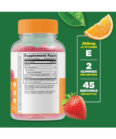 Lifeable Vitamin E 268mg Gummies - Natural Flavor, Vegetarian & GMO-Free Supplement for Eye Health & Cardiovascular Support - 90 Count - Buy Online on GoSupps.com