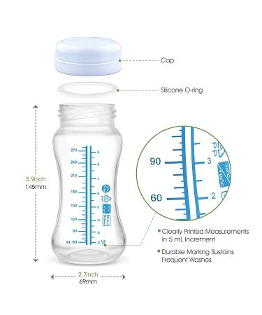 Maymom Wide-Mouth Milk Storage Collection Bottle with Travel Cap and Sealing Ring - Compatible with Spectra S1 S2, Avent, Motif, Twist, Ameda MYA Bottles - 4pc Pack - Buy Online on GoSupps.com
