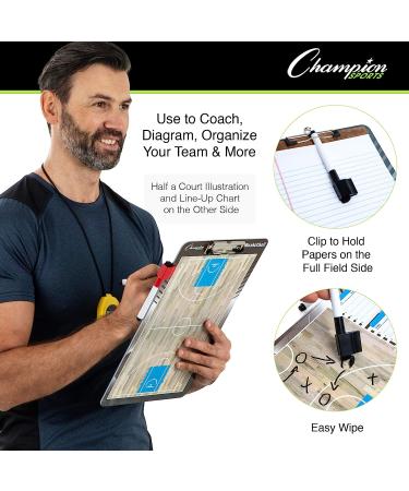 Champion Sports Large & XL Coaching Whiteboard - Full & Half Field Basketball Plays - 2-Sided Dry Erase Board for Strategies & Techniques - Buy Online on GoSupps.com