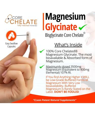 Highly Bioavailable Magnesium Glycinate Supplement - 400mg Elemental - 120 Capsules | Made in UK | GMP Certified - Buy Online on GoSupps.com