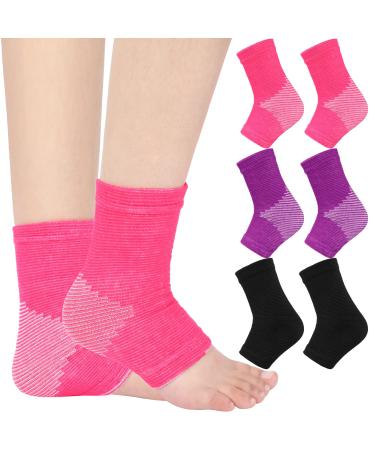 Zhanmai 3 Pair Kids Ankle Brace for Girls Compression Ankle Sleeve Support Knitted Children Elastic Youth Foot Arch Support Compression Sleeve Jogging Soccer Fitness Running Sports 3 Colors (Medium)