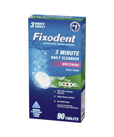 Fixodent 3 Minute Daily Cleanser Tablets Plus Scope - 90 ct - Pack of 1 | Denture Cleansing Tablets - Buy Online on GoSupps.com