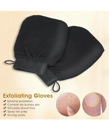 Sibba 2Pcs Korean Exfoliating Gloves Body Scrub Exfoliating Mitts Scrubber Deep Exfoliator Shower Glove Washcloth Spa Exfoliator Bath Sponge Loofah Remove Dead Skin Callus Fake Tan (Black) 2pcs black - Buy Online on GoSupps.com