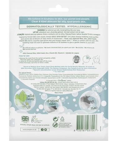 Simple Daily Skin Detox Bubbling Deep Cleanse Sheet Mask cruelty-free and vegan for clean and moisturised sensitive skin 1 pc - Buy Online on GoSupps.com