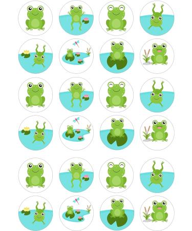 24 Frogs pre-cut edible kids childrens party decorations cupcake wafer toppers - Buy Online on GoSupps.com
