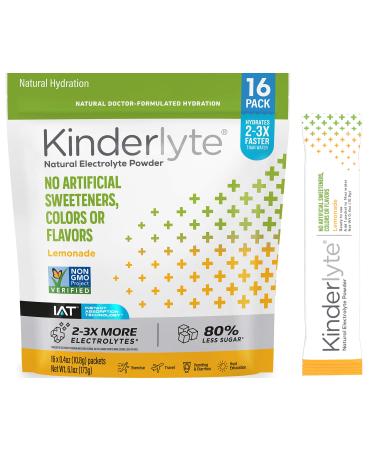Kinderlyte Electrolyte Powder, Rapid Hydration, Easy Open Packets, Supplement Drink Mix (Lemonade, 16 Count) Lemonade 0.4 Ounce (Pack of 16)