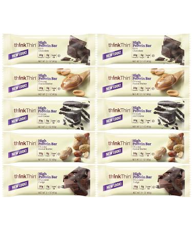 Thinkthin High Protein Super Variety Pack, 2.1 Ounce (Pack of 10)