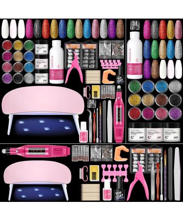 Acrylic Nail Kit for Beginners with Everything Acrylic Powder with Drill and U V Light Professional Nail Kit Acrylic Set Glitter Decoration Powder Nail Tips Complete Starter Set at Home Gifts
