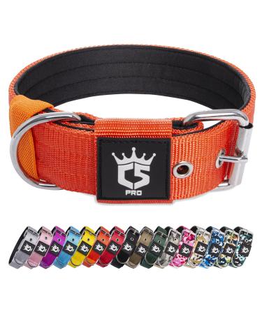 Tspro Tactical dog collar 3.8 cm wide military quality strong dog collar thick dog collar robust metal buckle dog collar (orange-m) M-neck size (adjustable 44.5cm-52cm) orange - Buy Online on GoSupps.com