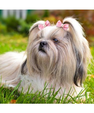 40 Pieces Handmade Dog Bows | Cute Puppy Hair Accessories with Rubber Bands, Lace, Organza, Rhinestone & Pearls | Multicolor Grooming Bows - Buy Online on GoSupps.com