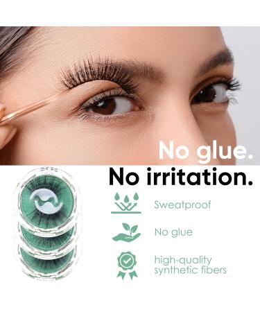 Shop Waterproof False Lashes | Self-Adhesive Fake Eyelashes for Women - Natural Look Reusable No Glue Needed - 3 Pairs - Buy Online on GoSupps.com