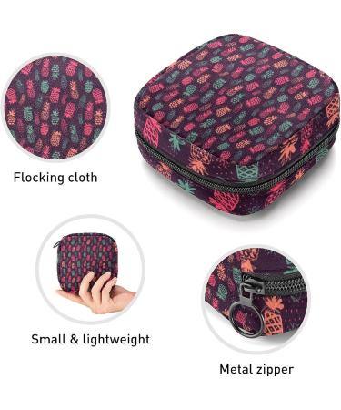 Blue Pink Coral Pineapple Pattern Sanitary Napkin Storage Bag - Menstrual Cup & Nursing Pad Holder - Portable Period Pouch for Women & Teen Girls - Buy Online on GoSupps.com