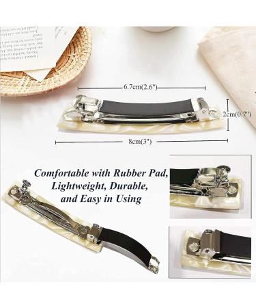 Tortoise Shell French Design Celluloid Hair Barrettes - 4 Pack Medium Rectangular Automatic Hair Pins for Women - Buy Online on GoSupps.com