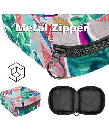 Javenproeqt Portable Women's Binding Bags - Menstrual Cup Pocket & Colorful Pads for Teenage Girls | Tropical Leaves Design - Buy Online on GoSupps.com