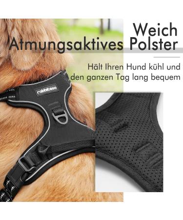 Rabbitgoo No-Pull Dog Harness for Large Dogs - Adjustable Padded Control Chest Harness - Black XL - Safe and Comfortable Puppy Dishes (1 Pack) - Buy Online on GoSupps.com