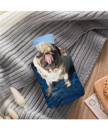 Funny Pug Dog Hot Water Bottle with Plush Cover - Hand Warmer for All Ages (26.5x15.3cm) - Buy Online on GoSupps.com