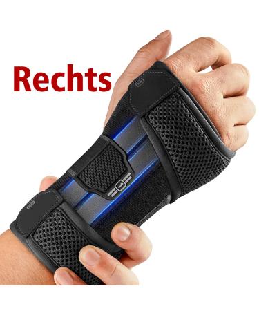 Freeetoo Wrist Support for Carpal Tunnel & Tendinitis - 3 Metal Rails Soft Comfort Bandage for Men & Women (S/M 13-19 cm) - Right-Wing Black - Buy Online on GoSupps.com