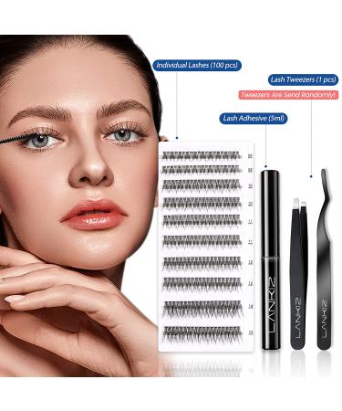 LANKIZ 12D DIY Eyelash Extension Kit for Beginners - 200 Pcs Individual Eyelashes with Glue, Tweezers - Faux Mink Cluster Lashes - 8-14mm Mix - DIY Lash Extension at Home - Buy Online on GoSupps.com