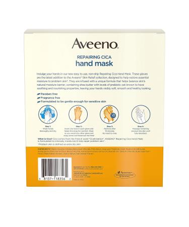 Aveeno Repairing Cica Hand Mask - 6 Count with Prebiotic Oat & Shea Butter - Buy Online on GoSupps.com