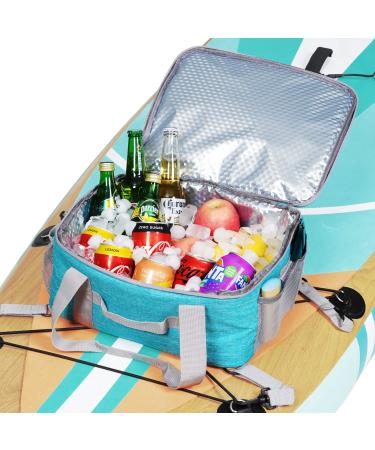 Uboway Inflatable Paddle Board Cooler Bag Water-Resistant Portable Deck Bag with Top Mesh Pocket Independent Grid and Magic Stickers, Food Storage Bag Sup Accessories for Traveling Green
