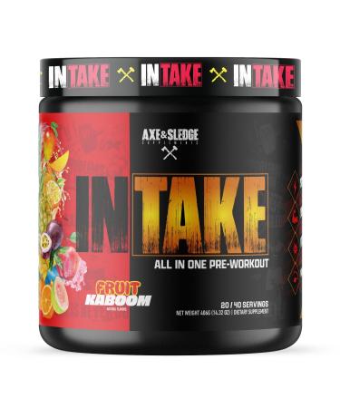 Axe & Sledge Intake All-in-One Pre-Workout | 300mg Caffeine | L-Citrulline Beta Alanine Betaine for Performance & Focus | Pre-Workout for Men & Women | 20/40 Servings Fruit Kaboom