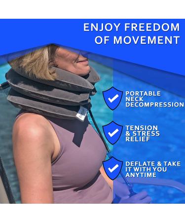 Cervical Neck Traction Device by EverRelief - Inflatable Collar for Instant Neck & Shoulder Decompression - FDA Registered Support Brace for Neck Pain Relief - Buy Online on GoSupps.com