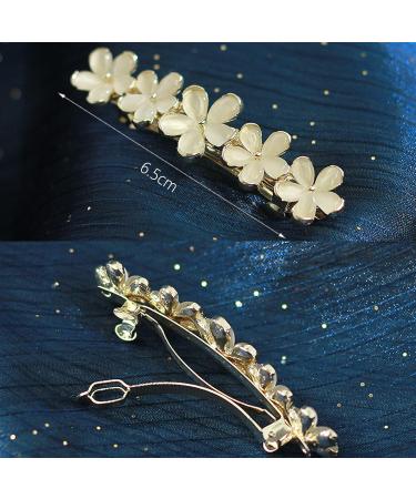 Antique Crystal Barrette Gold Flower Hair Clip | Elegant Jewelry Hair Accessory for Women | Bridal Wedding Gift - Buy Online on GoSupps.com