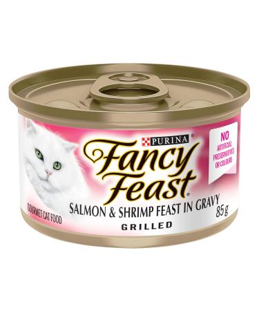 Fancy Feast Grilled Wet Cat Food Salmon & Shrimp Feast in Gravy - 85 g Can (24 Pack)