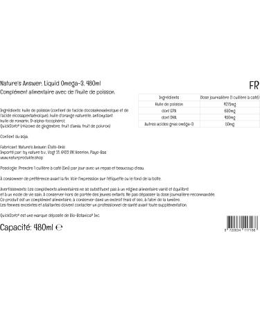 Nature's Answer Natures Answer Liquid Omega3 omega3 liquid with EPA and DHA high dose 480 ml laboratory tested glutenfree genetic engineeringfree - Buy Online on GoSupps.com