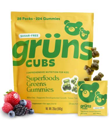 Gruns Complete Nutrition Sugar Free Variety Bundle, for Less! 28 Count Bags of Sugar Free Adult Super Green Vitamins, Kids Superfood Greens Gummies, and Nutrops Supplements. - Buy Online on GoSupps.com