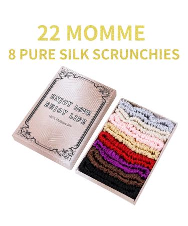8-Piece Hair Tie Set - 100% Pure Mulberry Silk for Women & Girls | Cute Satin Sleep Hair Ties for Curly Thick & Thin Hair - Buy Online on GoSupps.com