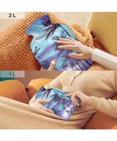 Hot Water Bottle 2L with Cover - Palm Trees at Sunset Design for Pain Relief & Winter Warmth - Buy Online on GoSupps.com