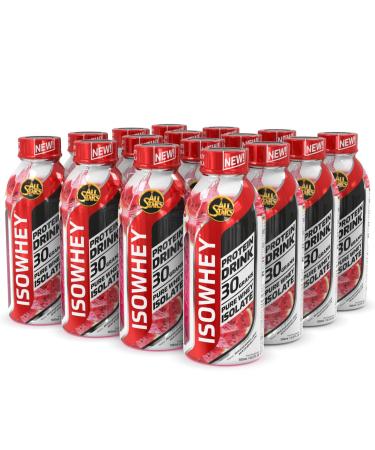 All stars isowhey pure protein drink watermelon i 16 x 500ml protein shake ready for consumption i 30g whey protein with 7.5g bcaas i protein drink lactose-free with little sugar i protein shake liquid (1 Pack) watermelon