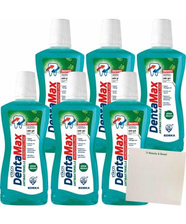 Elkos DentaMax Antibacterial Mouthwash Mint 6-pack (6x500ml bottle) + usy Block