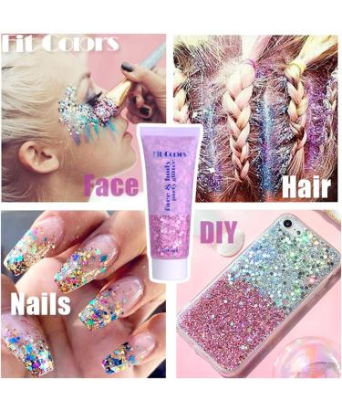AKARY White Mermaid Scale Glitter Gel - Long-Lasting Holographic Chunky Glitter for Body, Hair, Face, Nails, Eyes - Fairy Costume Makeup for Women - Buy Online on GoSupps.com