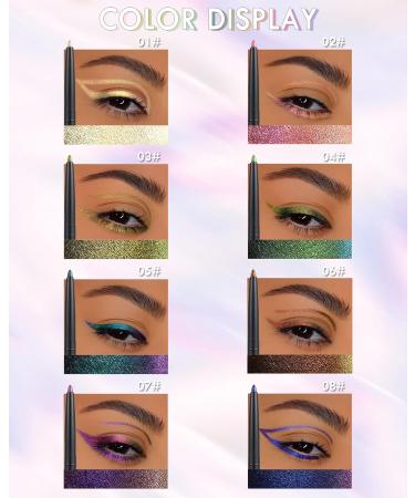 Colored Glitter Eyeliner Pencil Chameleon Matte Metallic Eyeliner Pen Eyeshadow Silver Shimmer Retractable Eyeliner Waterproof Smudgeproof Highlighter Gel Eye Liner St Patrick's Gift for Women-01 - Buy Online on GoSupps.com