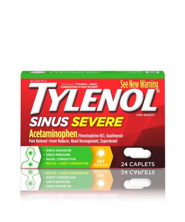 Tylenol Sinus Severe Daytime Caplets with Acetaminophen Guaifenesin & Phenylephrine HCl 24 ct
