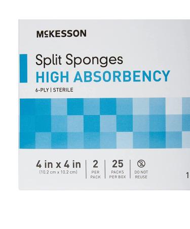 McKesson Split Sponges 4 x 4, 6-Ply High Absorbency Sterile Dressings - 50 Count Bundle (25 Packs of 2) - Buy Online on GoSupps.com