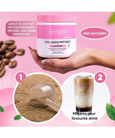 BEAUTY AND CUTIE Collagen Peptides with Caffeine 200 mg Powder Grass Fed for Hair Skin Nails and Energy Support Gluten Free Unflavored 6.01 oz - Buy Online on GoSupps.com